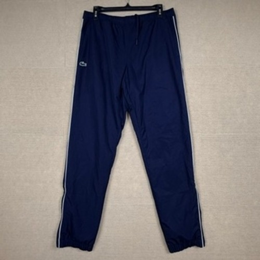 Lacoste Sport Navy Blue Track Pants White Piping Zip Ankle Joggers US M FR 4